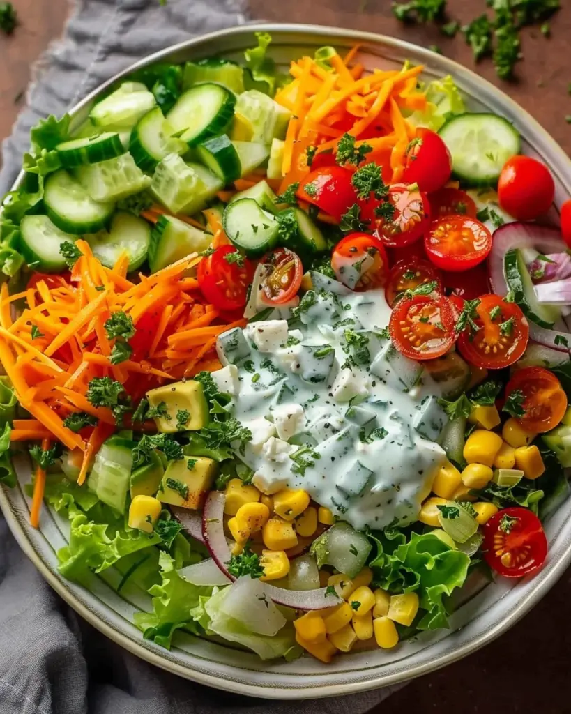 Zesty Divorce Salad with Crunchy Vegetables and Creamy Dressing