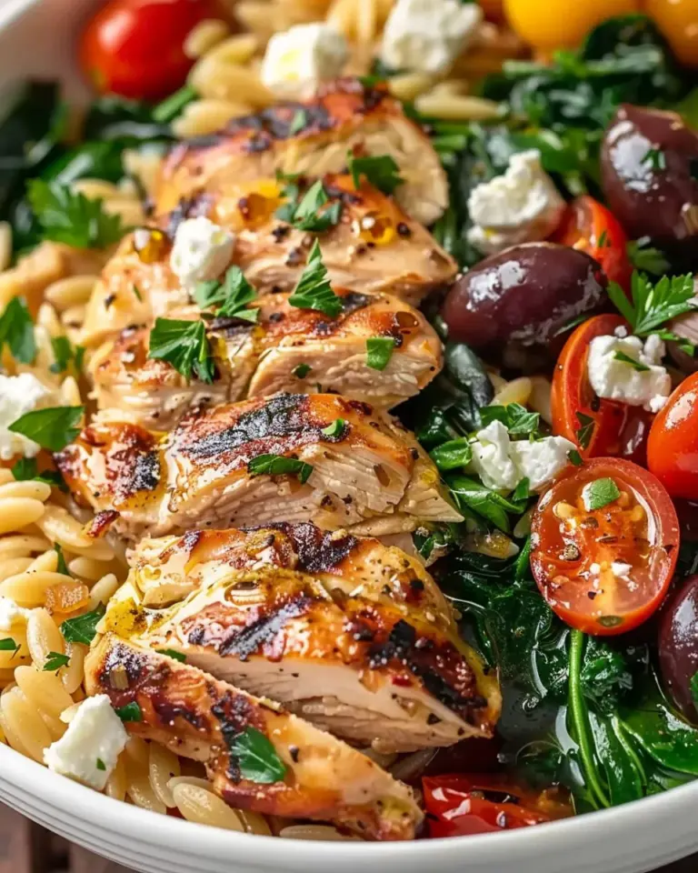 High Protein Mediterranean Chicken Orzo