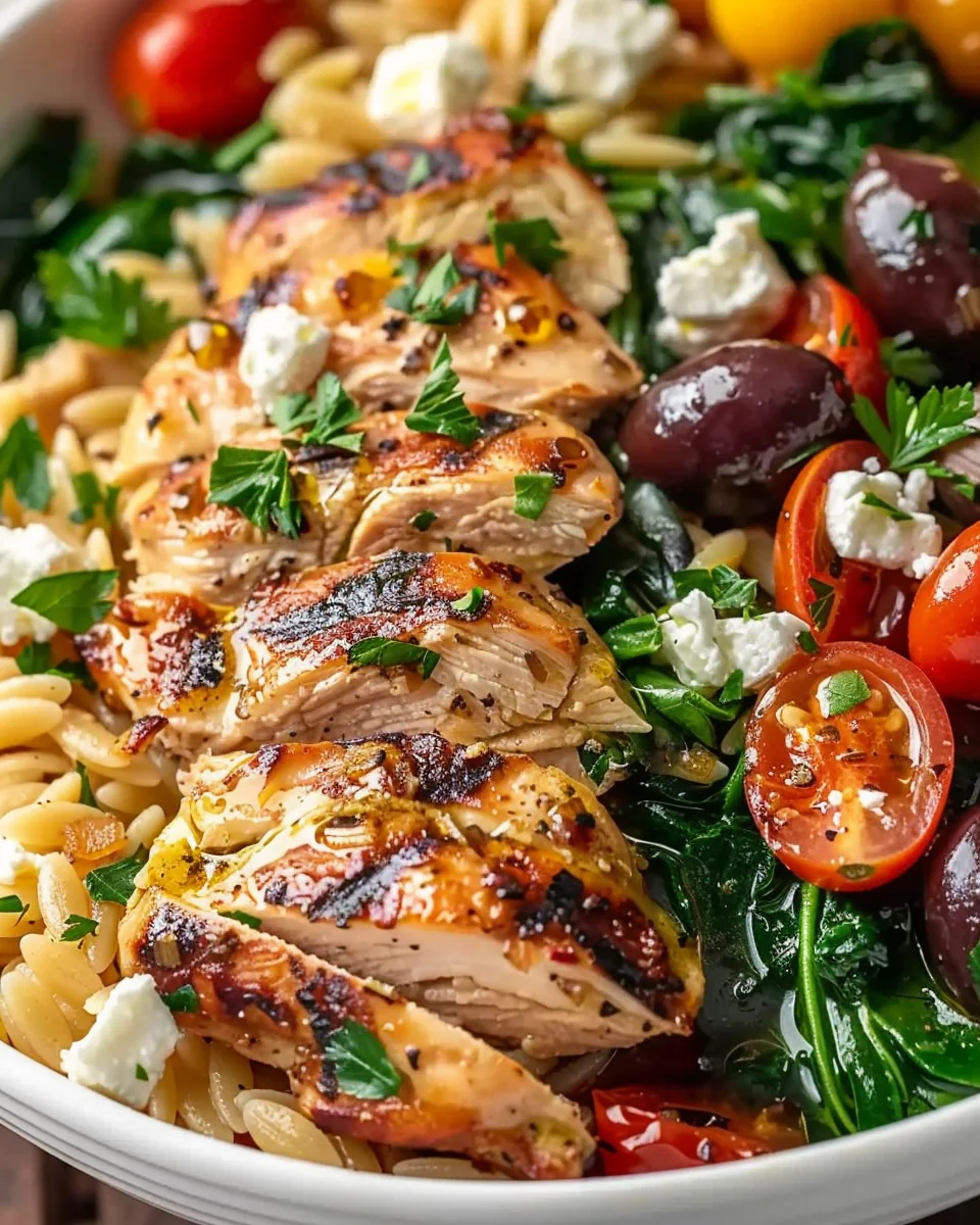 High Protein Mediterranean Chicken Orzo