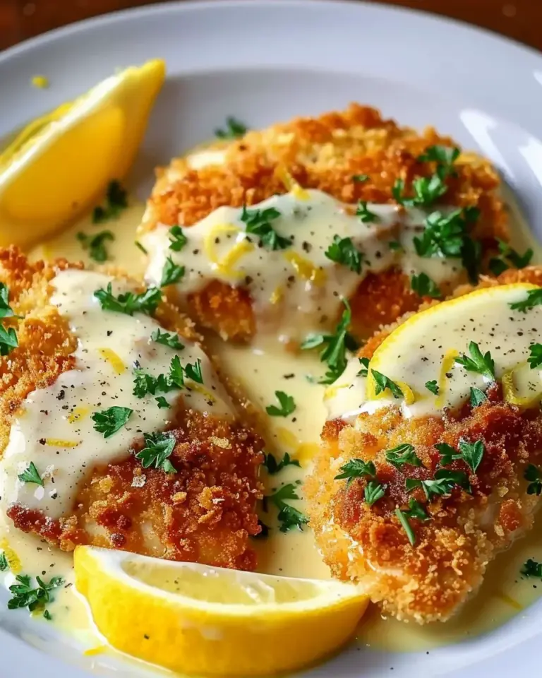 Lemon Pecorino Crusted Chicken with Creamy Lemon Sauce