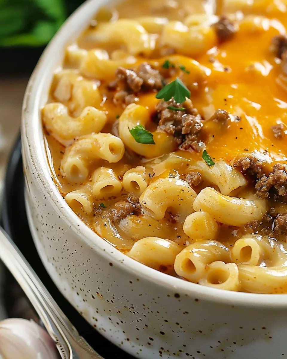 Macaroni Cheeseburger Soup