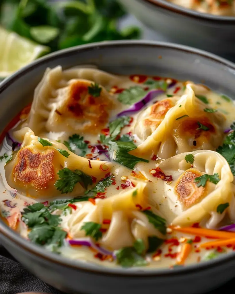 Thai Potstickers with Coconut Broth
