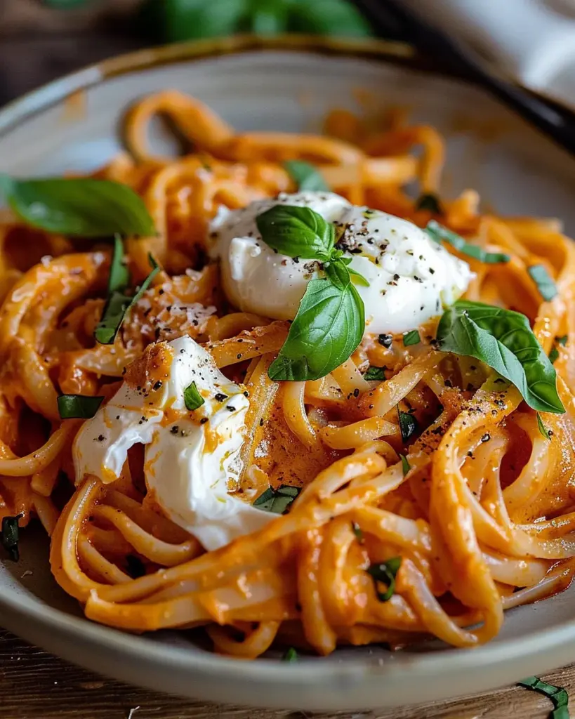 Creamy Red Pepper Pasta with Burrata & Herbs: An Incredible Ultimate Recipe