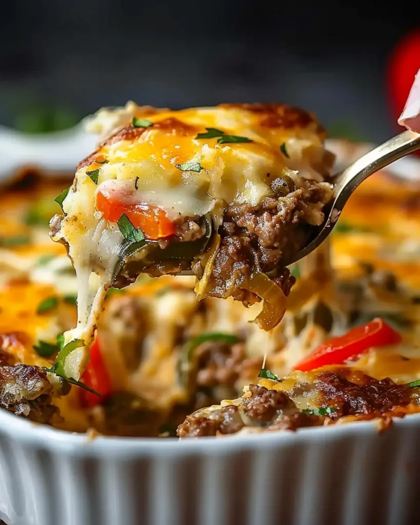Low Carb Philly Cheesesteak Casserole