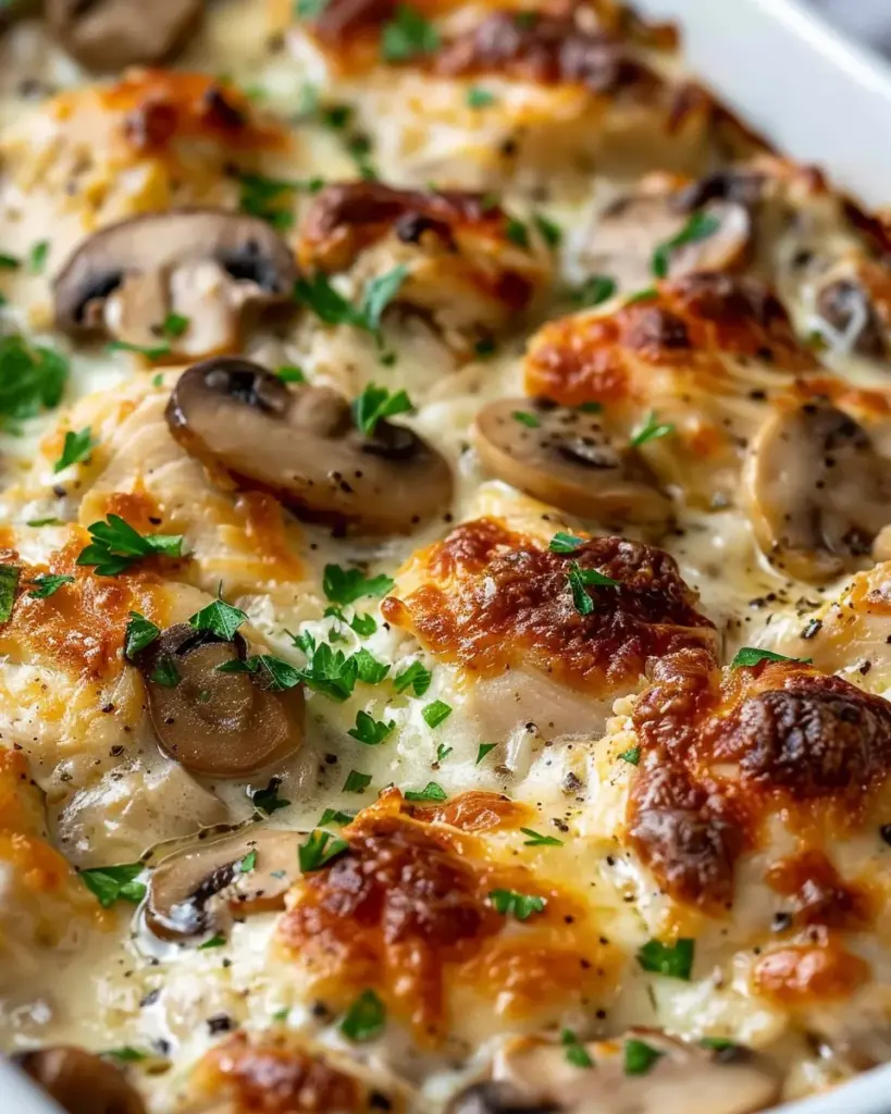Keto Garlic Mushroom Chicken Casserole