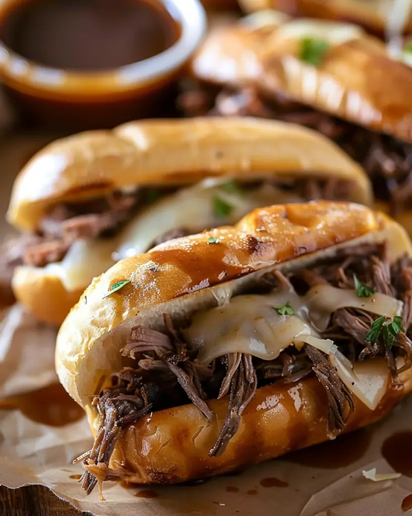 Crockpot French Dip Sandwiches