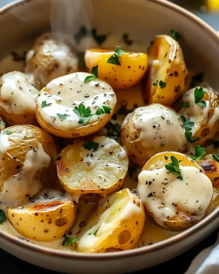 Creamy Garlic Sauce Baby Potatoes