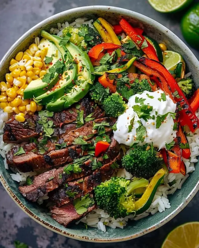Easy Smoky Steak Bowl with Veggies and Rice