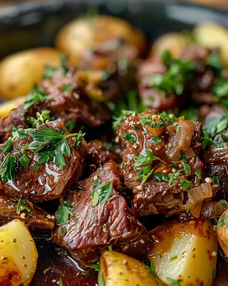 Slow Cooker Garlic Butter Beef with Potatoes