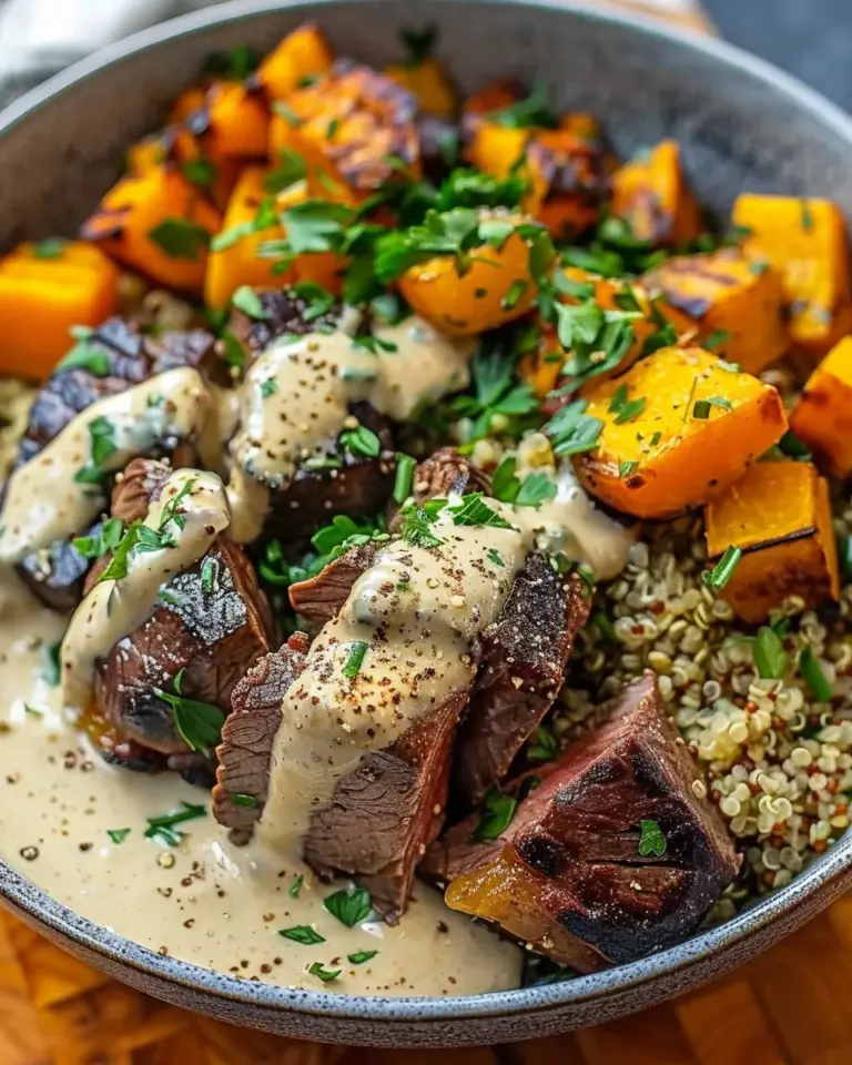 Savory Butternut Squash & Garlic Herb Steak Bowls