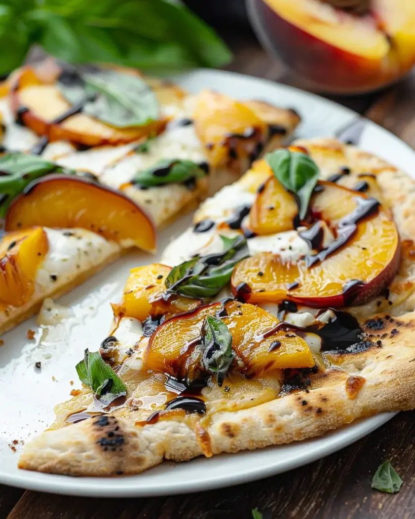 Easy Peach & Basil Naan Bread Pizza