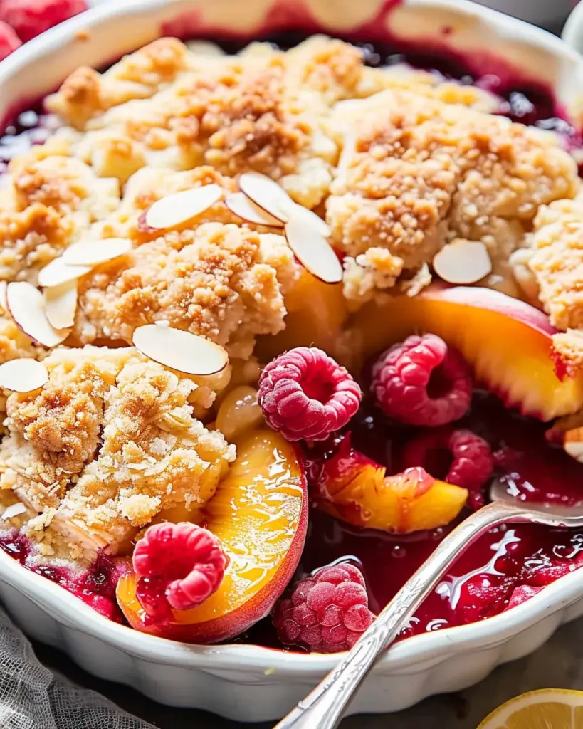Easy Peach and Raspberry Cobbler