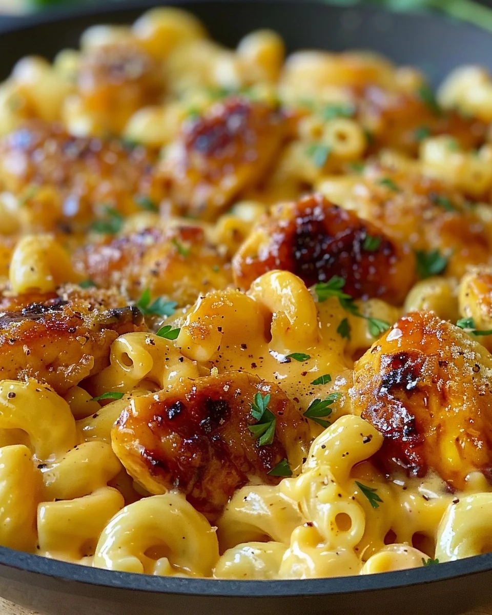 Honey Garlic Butter Chicken Mac and Cheese