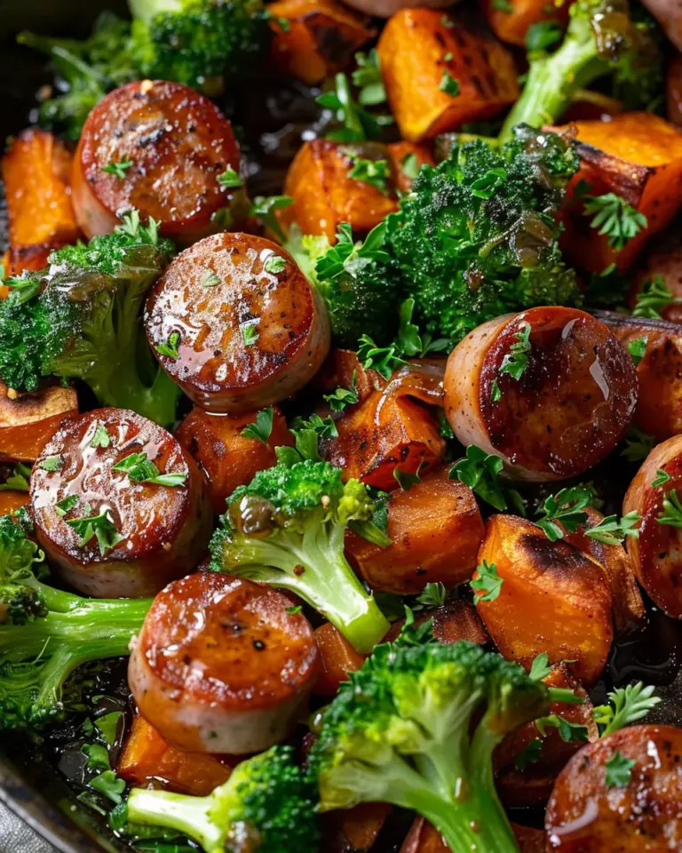 Honey Garlic Sausage and Sweet Potato Sheet Pan Dinner