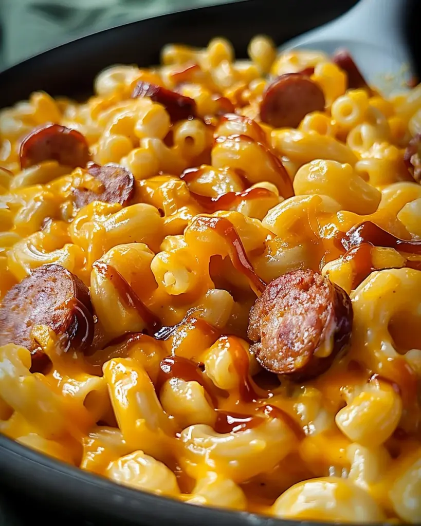 Spicy BBQ Cheddar Mac with Smoked Sausage 4 9 1 10