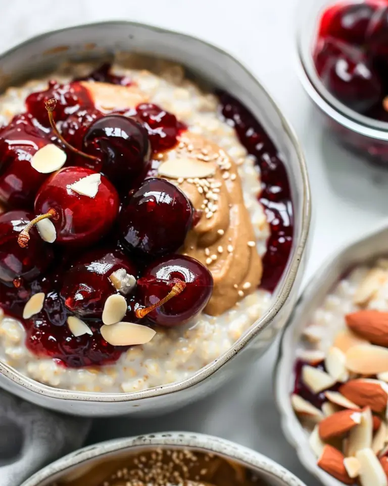 Healthy Overnight Oats with Cherry Chia Seed Jam