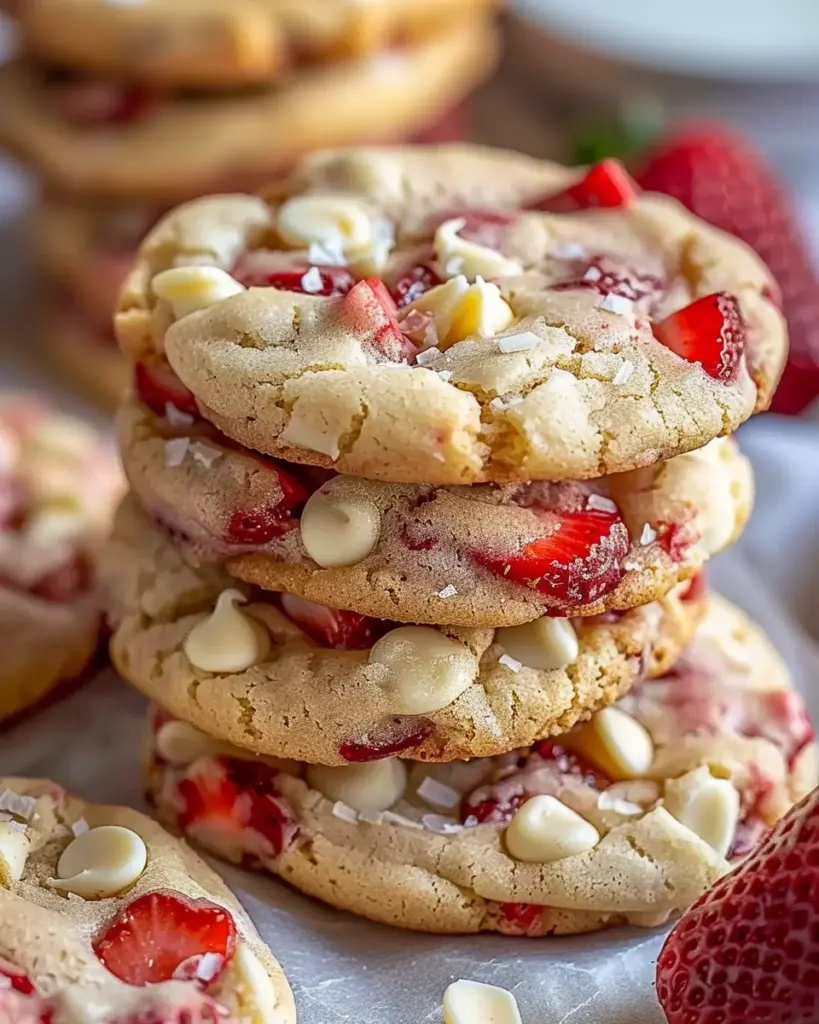 Irresistible Valentine’s Strawberry White Chocolate Cookies 4 9 1 110