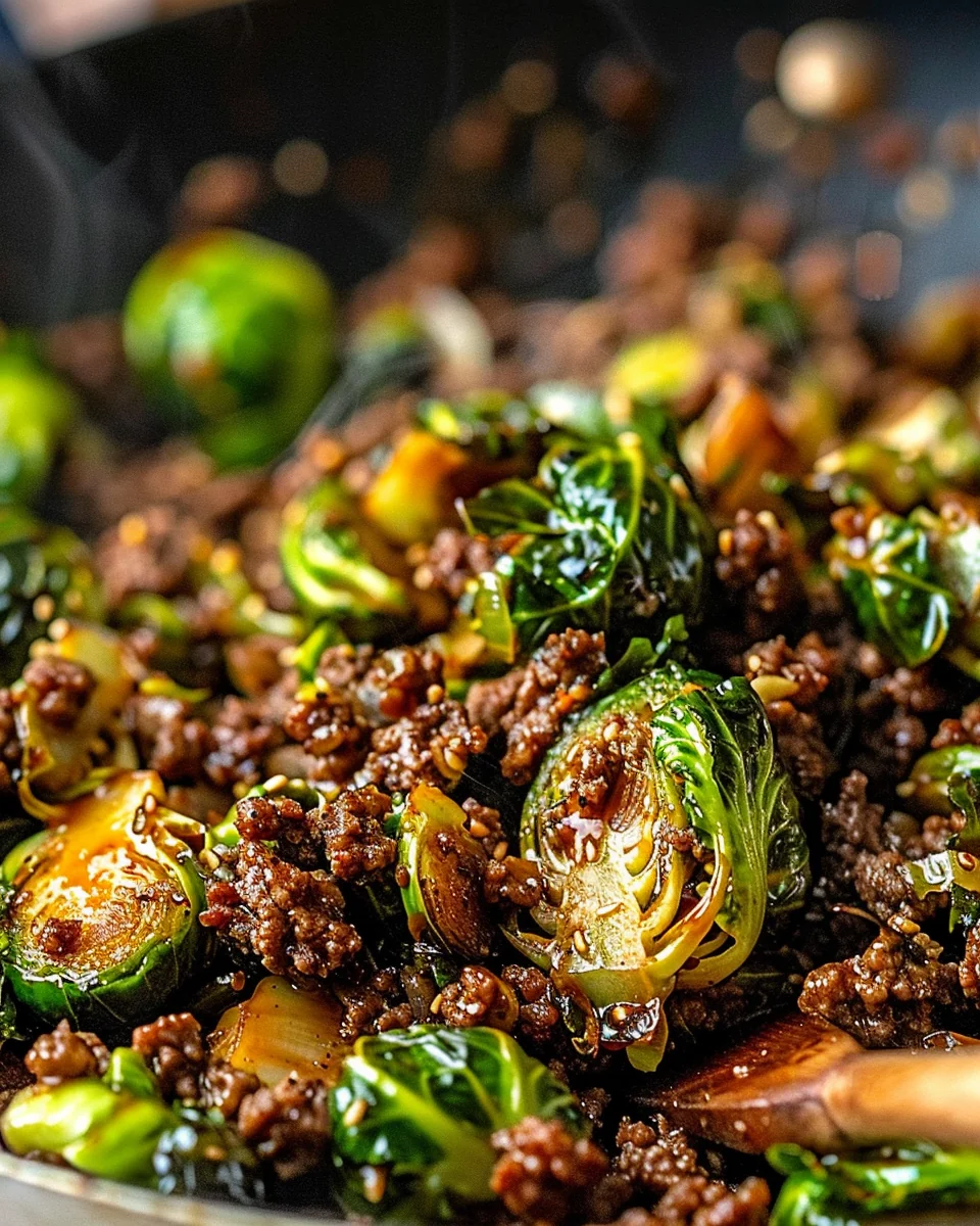 Ground Beef and Brussels Sprouts