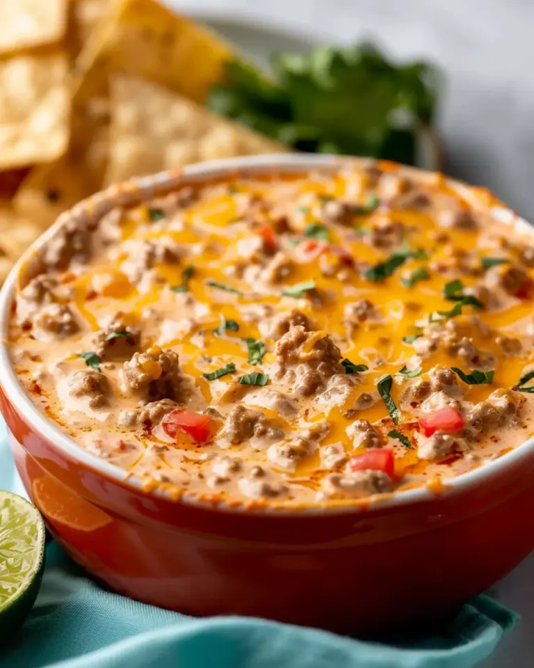 Easy Rotel Dip with Ground Beef and Sour Cream