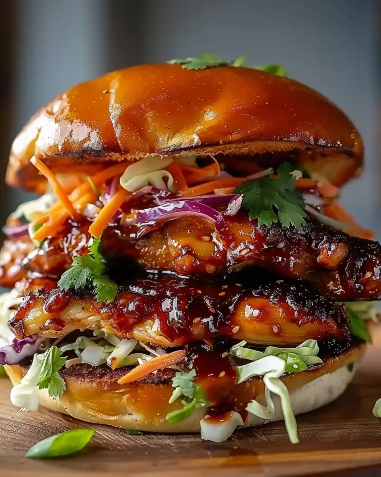 Spicy Korean BBQ Chicken Sandwich with Crispy Slaw