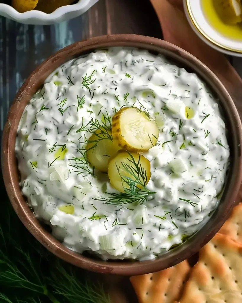 Creamy Dill Pickle Cottage Cheese Dip