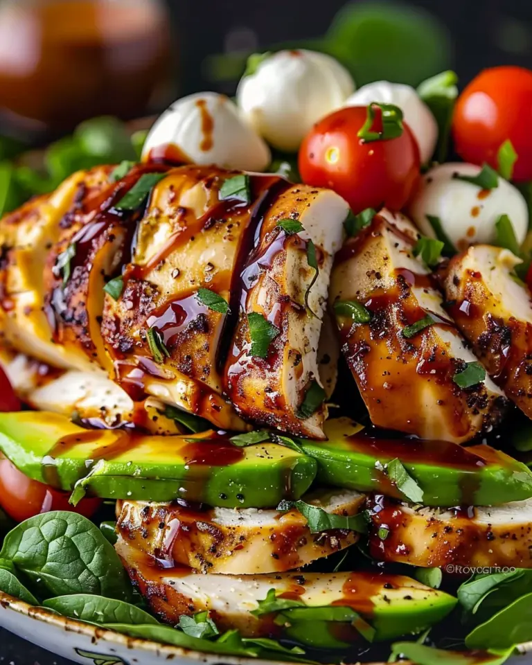 Baked Marinated Chicken Salad with Mozzarella and Balsamic Vinaigrette