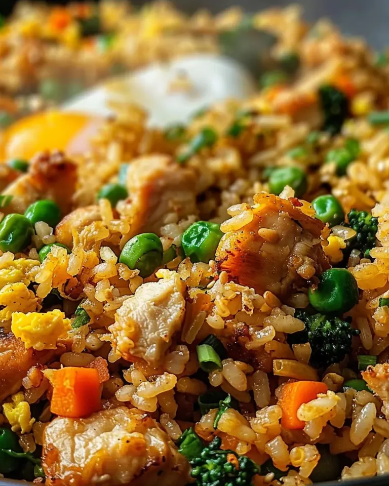 High Protein Crispy Garlic Chicken Fried Rice