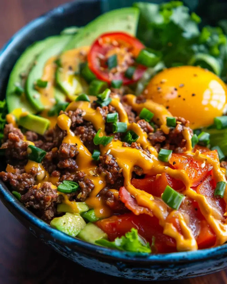 High-Protein Cheeseburger Bowls Recipe – Low-Carb Meal Prep with Ground Beef & Burger Sauce