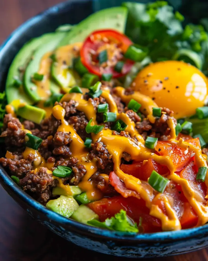 High-Protein Cheeseburger Bowls Recipe – Low-Carb Meal Prep with Ground Beef & Burger Sauce