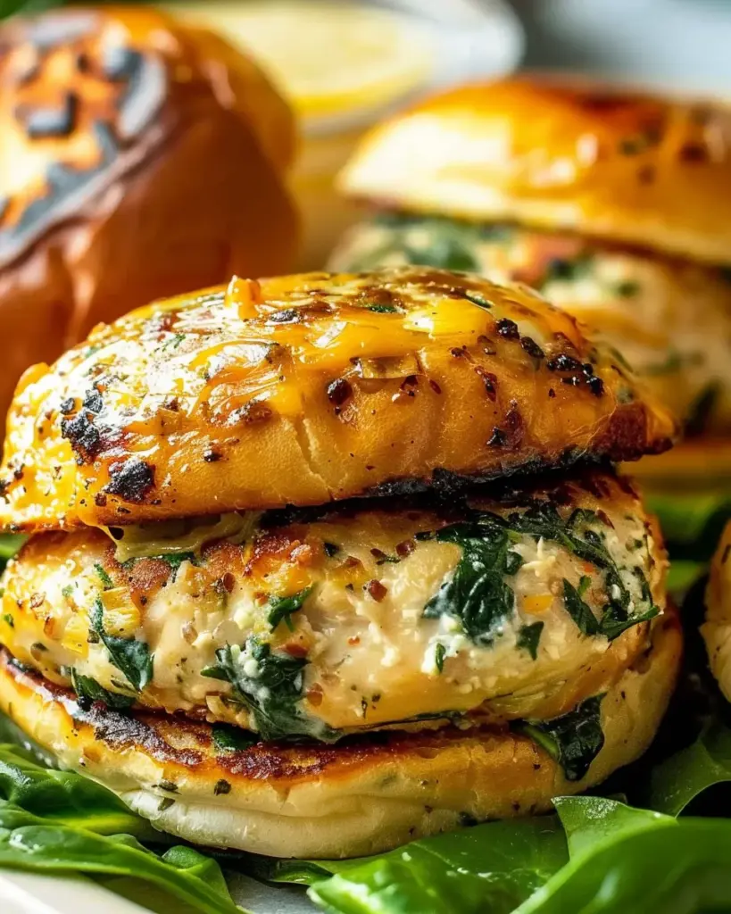 White Cheddar Spinach Chicken Burgers 5 9 2 74