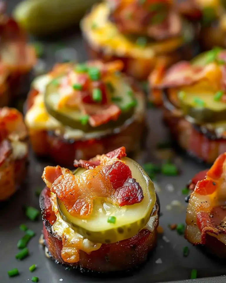 Tasty Cheese Dill Pickle Bacon Shots