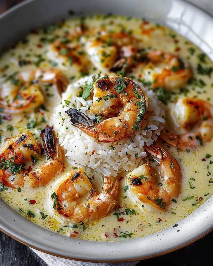 Creamy Garlic Butter Shrimp over Rice Recipe